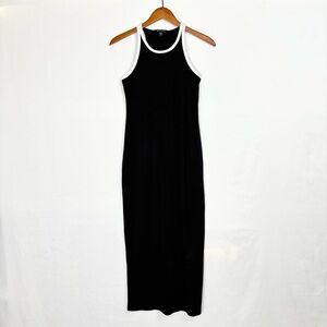 Athleta Signature Rib Maxi Dress Black Bright White Size S
